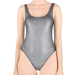 Marie France Van Damme Women Silver One Piece Swimsuit 2 10-12 M Luxury